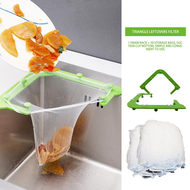 Triangular drain rack kitchen drain filter special filter for kitchen sink leftover soup suction cup filter