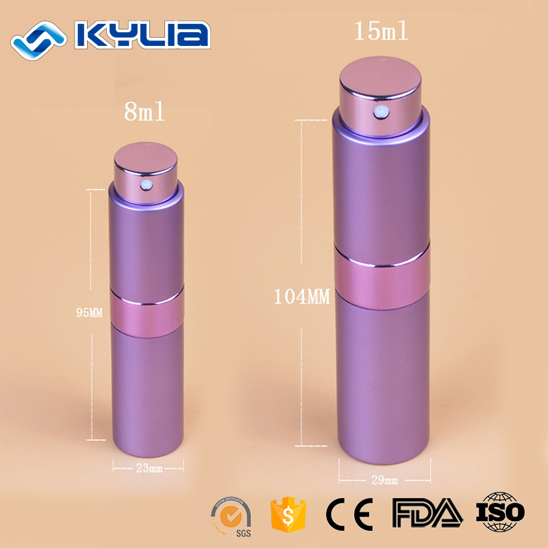 Twist Up Aluminium Atomizer Spray Round Shaped Perfume Bottle