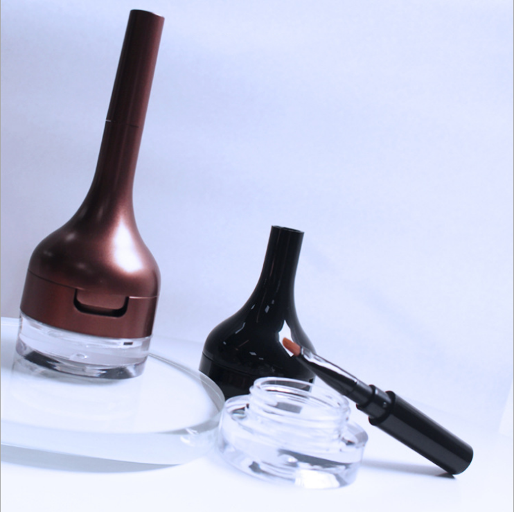 Two-in-one two-color eyebrow powder eyeliner box eyeshadow box with brush can be customized eyeliner package cosmetics beauty