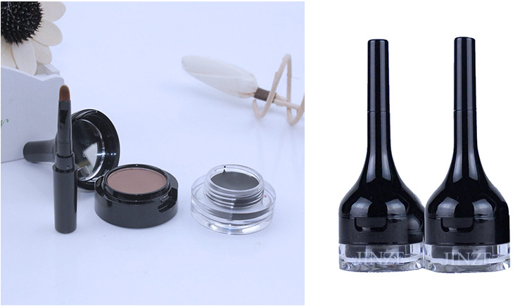 Two-in-one two-color eyebrow powder eyeliner box eyeshadow box with brush can be customized eyeliner package cosmetics beauty