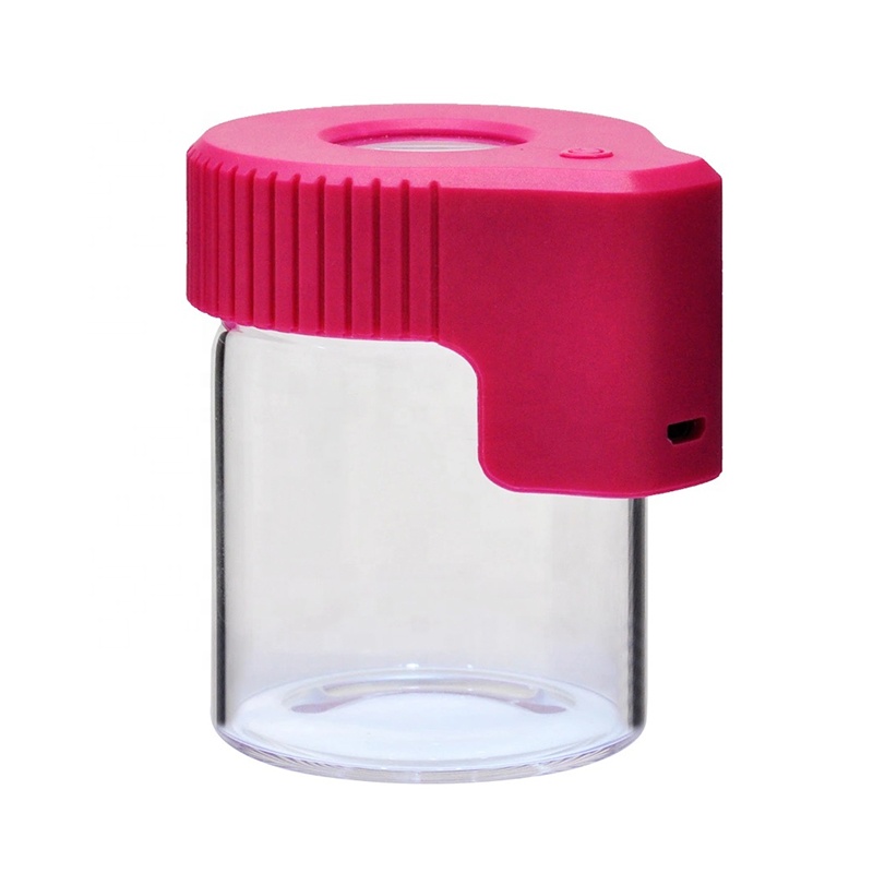 UKETA airtight stash container glass jar storage bottles and jar smell proof weed jar with led