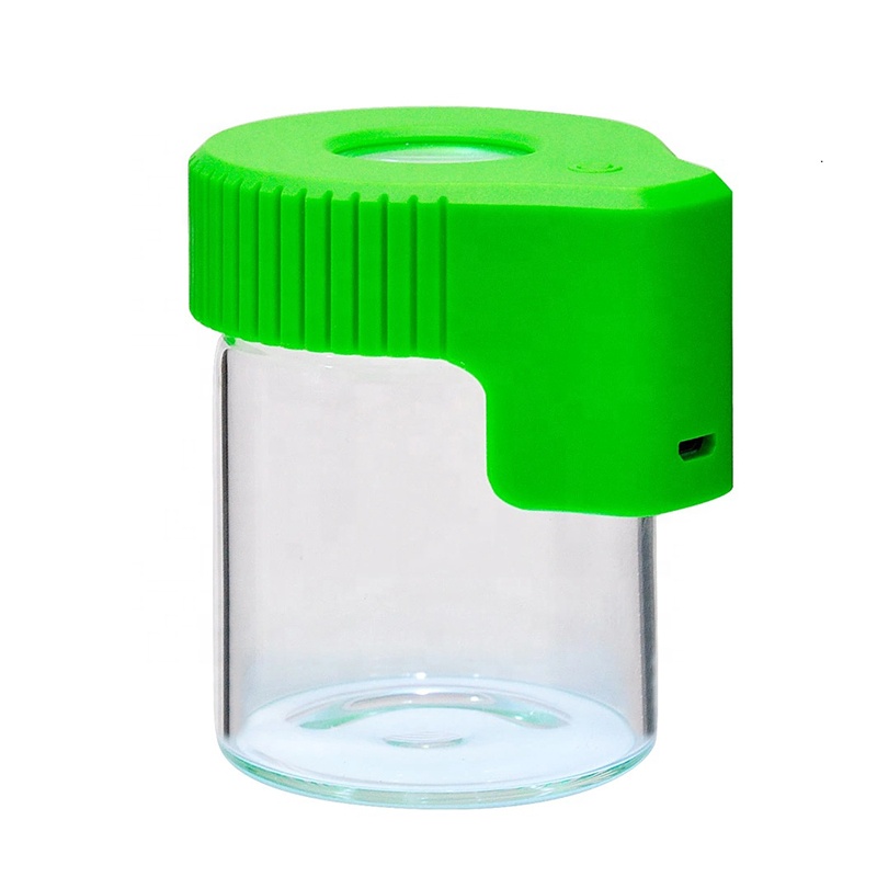 UKETA airtight stash container glass jar storage bottles and jar smell proof weed jar with led