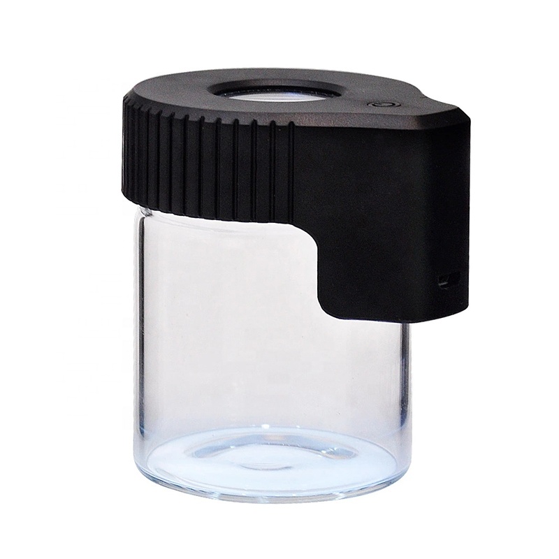 UKETA airtight stash jar storage bottles and jar smell proof weed jar with usb charging