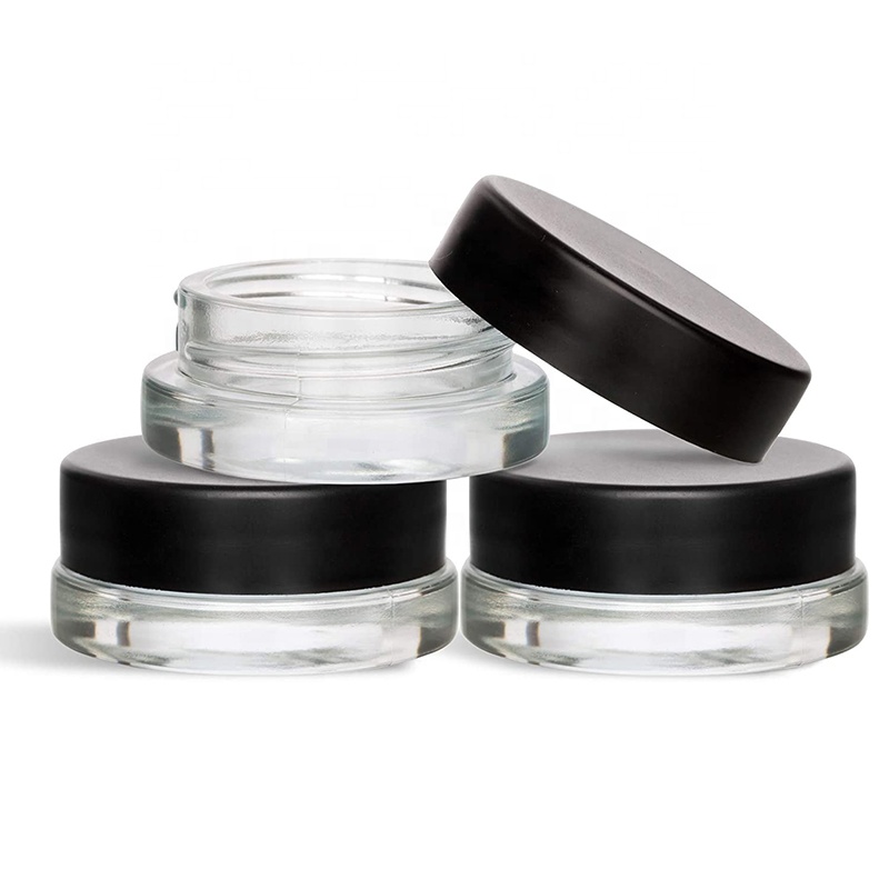 UKETA low profile thick glass jar cbd concentrate container clear glass jar for wax oil