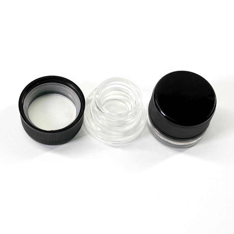 UKETA low profile thick glass jar cbd concentrate container clear glass jar for wax oil
