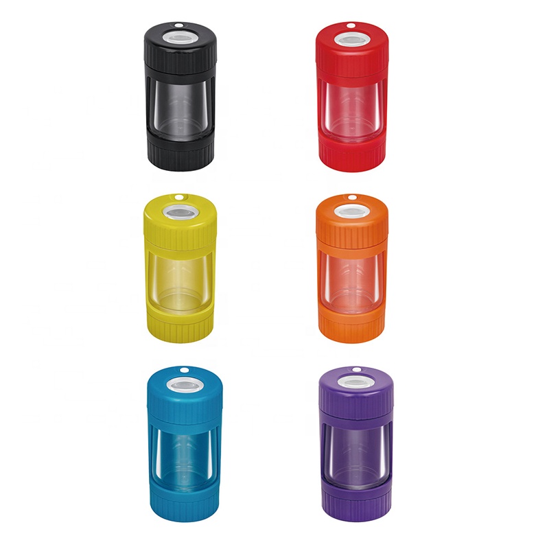 UKETA  magnifying glass weed bottle herb stash container MAG jar with LED light and grinder
