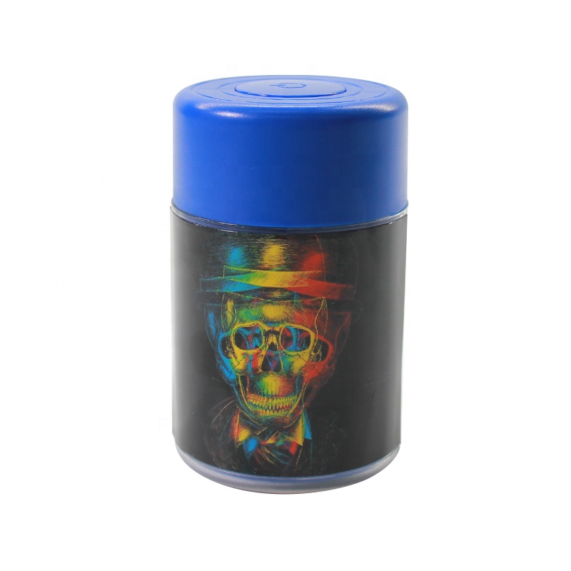 UKETA new design air tight plastic storage bottles and jar weed stash jar with led light