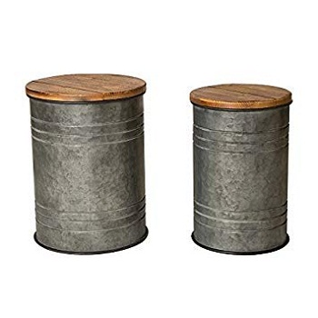 UNIQUE SET OF 2 KITCHEN STORAGE CANISTER ROUND STORAGE CANISTER METAL IRON CANISTER