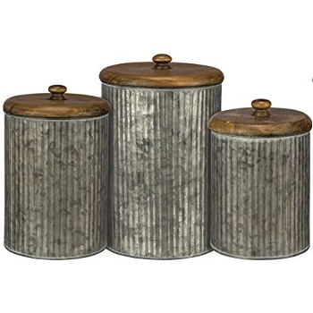 UNIQUE SET OF 2 KITCHEN STORAGE CANISTER ROUND STORAGE CANISTER METAL IRON CANISTER