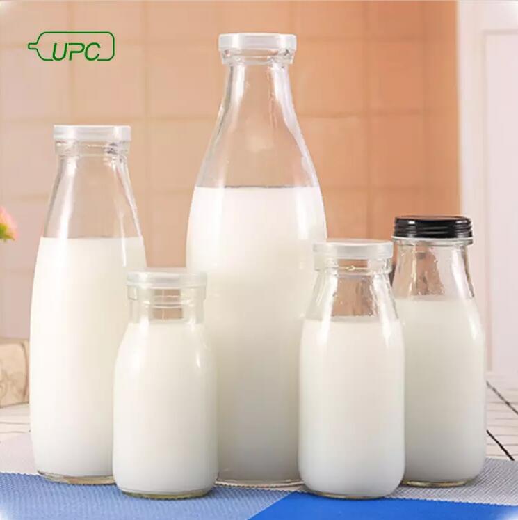 UPC manufacturer custom made wholesale 100ml to 1000ml milk juice glass bottle