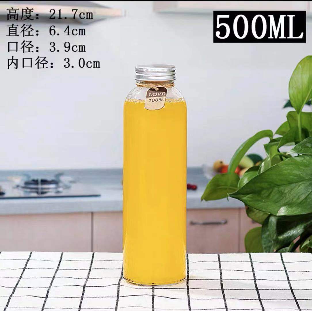 UPC wholesale recycled empty clear glass juice bottle with metal cap