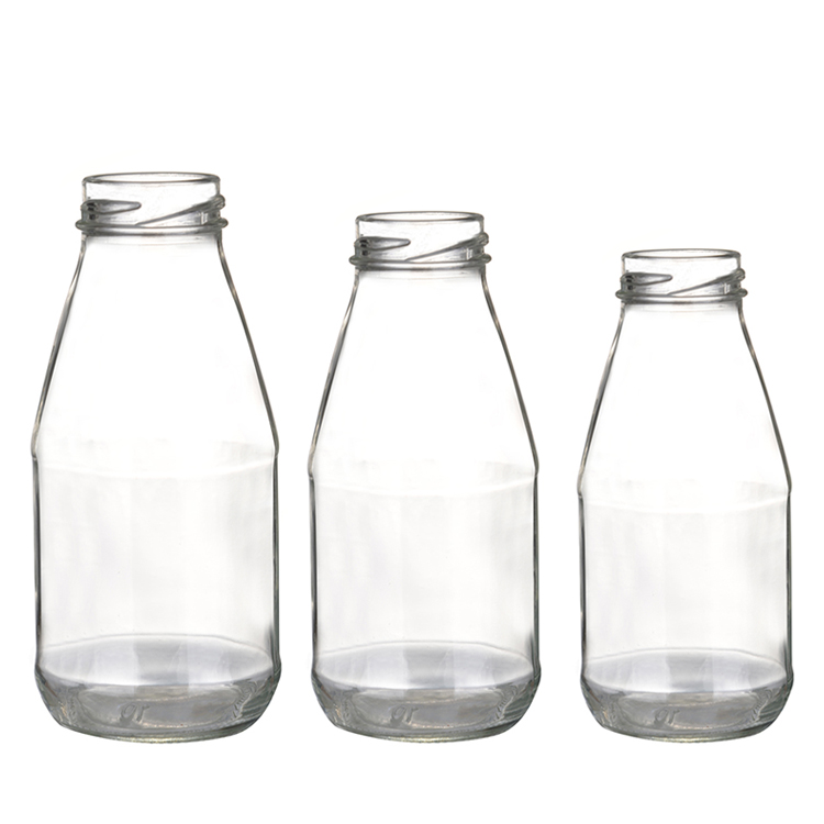 UPC wholesale recycled empty clear glass juice bottle with metal cap