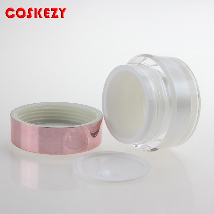 UV Pink cap empty plastic cosmetic jars cream jar label printing 30g acrylic jar made in China