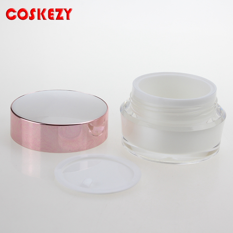 UV Pink cap empty plastic cosmetic jars cream jar label printing 30g acrylic jar made in China