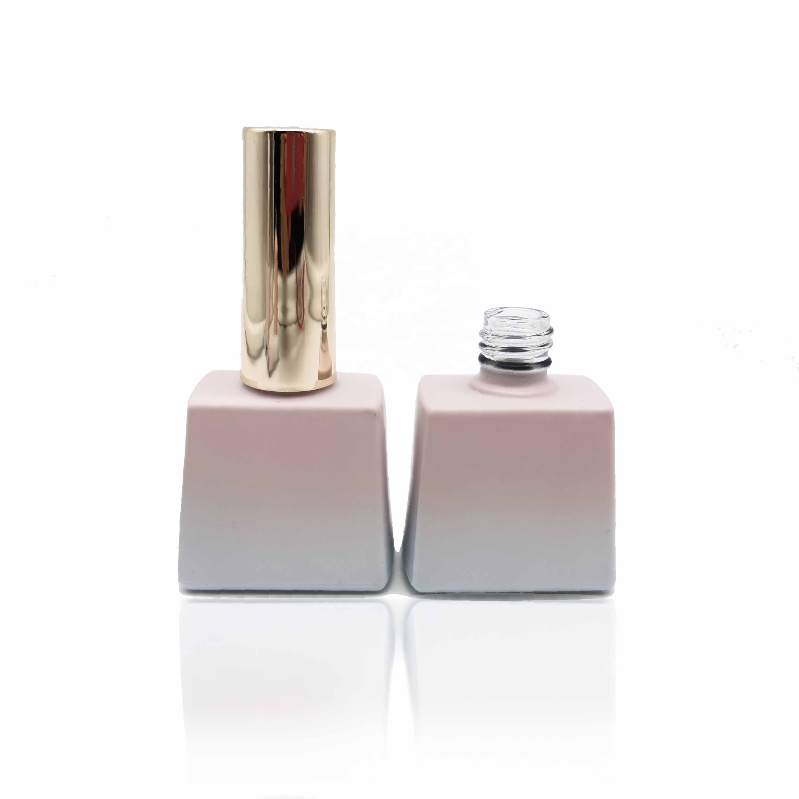 UV Protected Empty Nail Gel Polish Bottle Gold Cap For Dip Powder Base With Screw Cap And Soft Brush