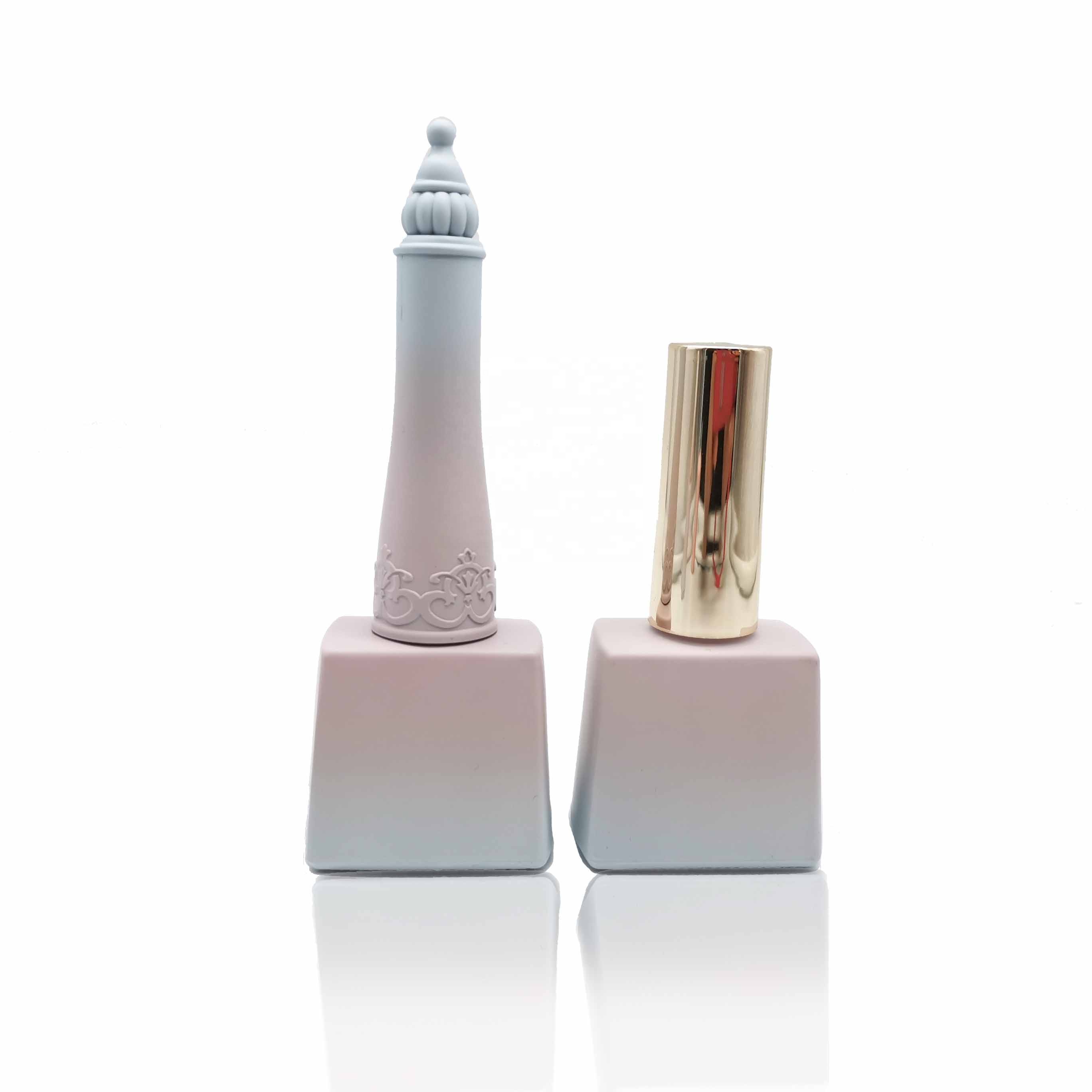 UV Protected Empty Nail Gel Polish Bottle Gold Cap For Dip Powder Base With Screw Cap And Soft Brush