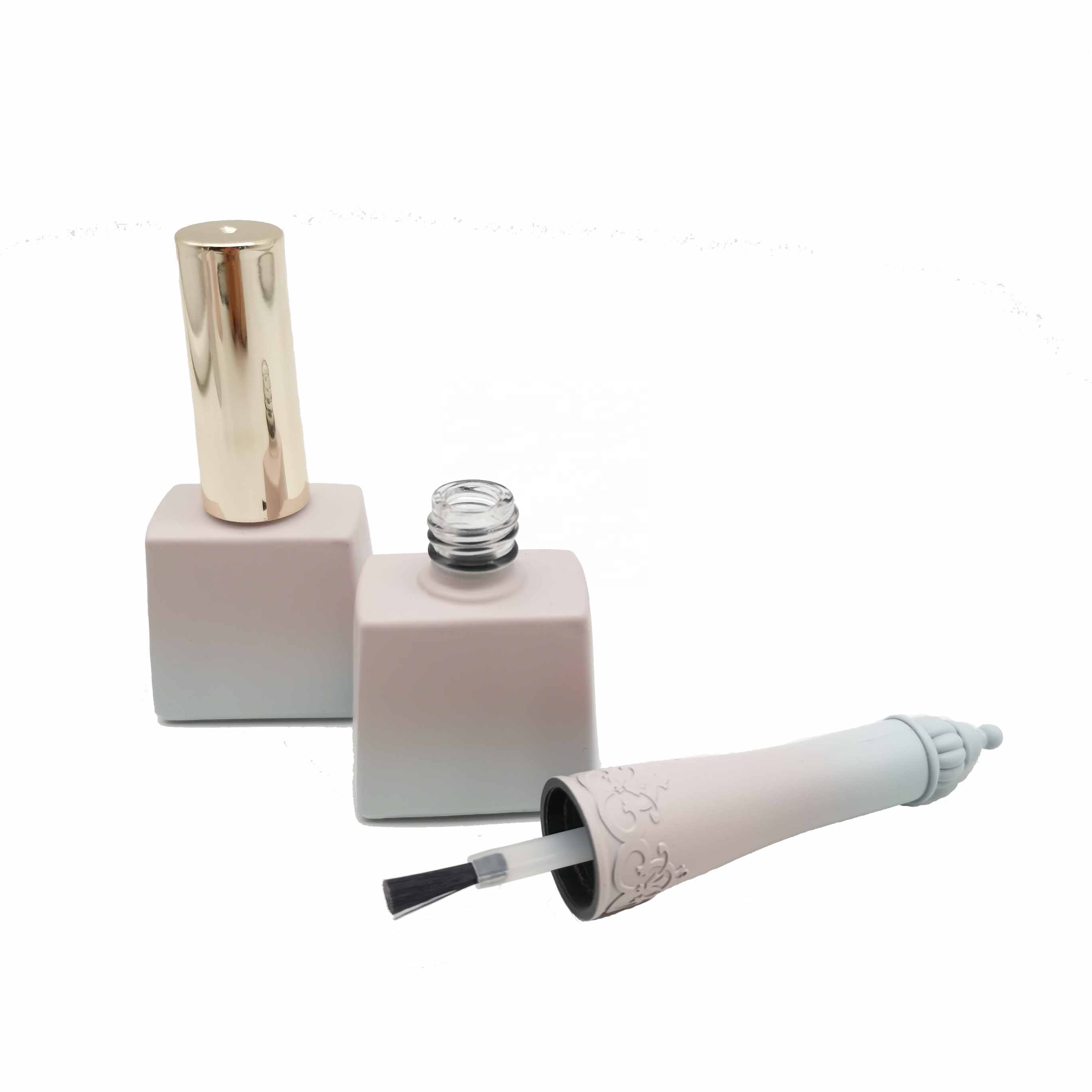 UV Protected Empty Nail Gel Polish Bottle Gold Cap For Dip Powder Base With Screw Cap And Soft Brush