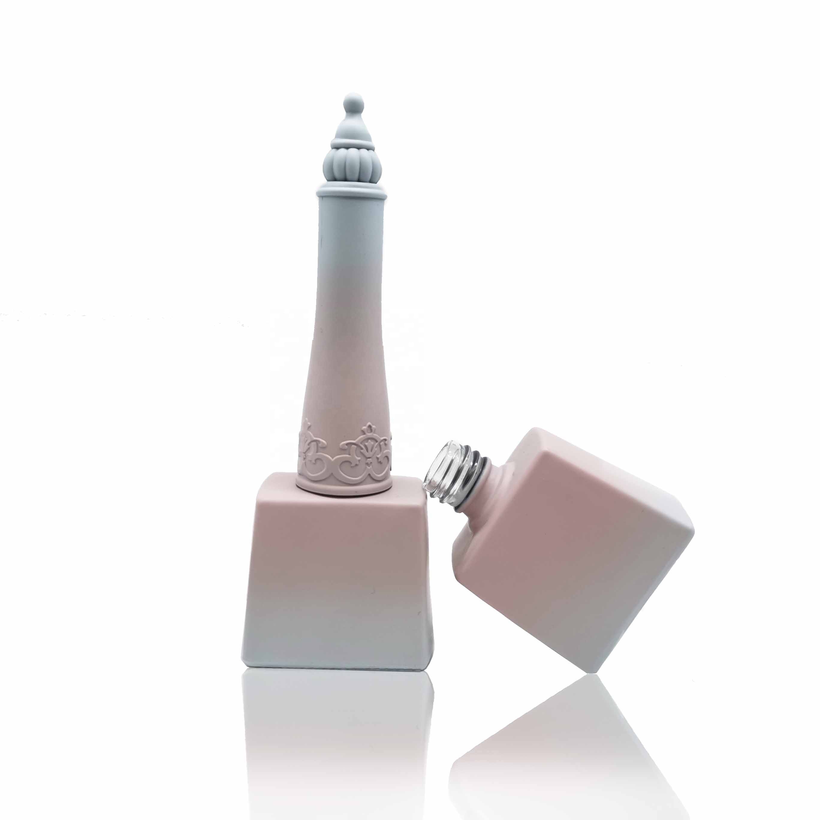 UV Protected Empty Nail Gel Polish Bottle Gold Cap For Dip Powder Base With Screw Cap And Soft Brush