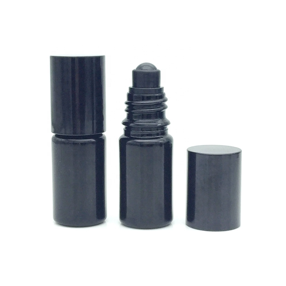 UV Protection 5ml essential oil roll on bottles 5 ml violet black glass roller ball bottle