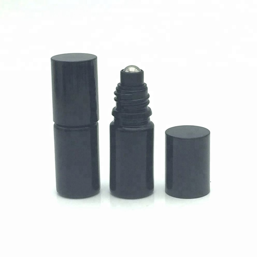 UV Protection 5ml essential oil roll on bottles 5 ml violet black glass roller ball bottle