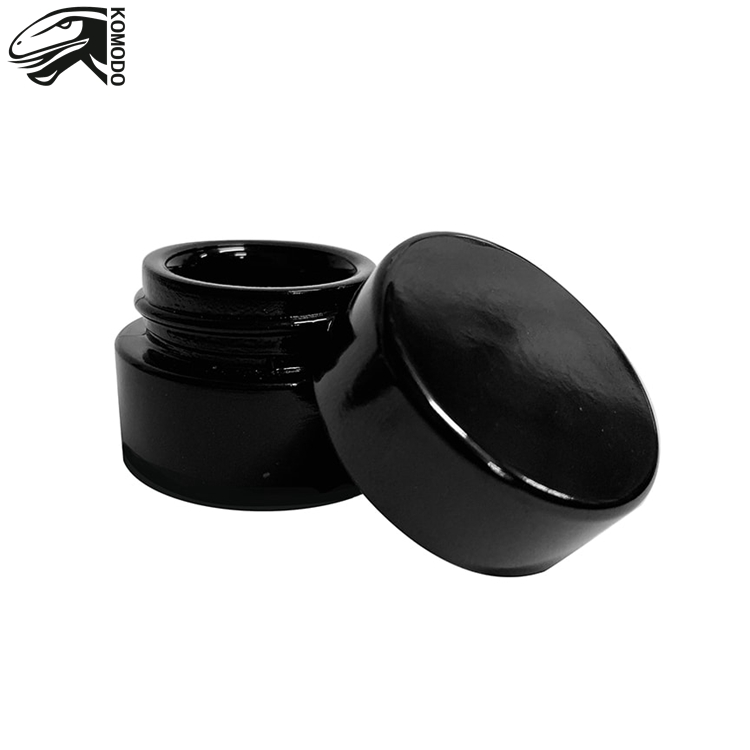 UV Protection Full Black 5ml Glass Concentrate Container Wax Dab Dry Herb Glass Jars Bottle DHL Free Shipping