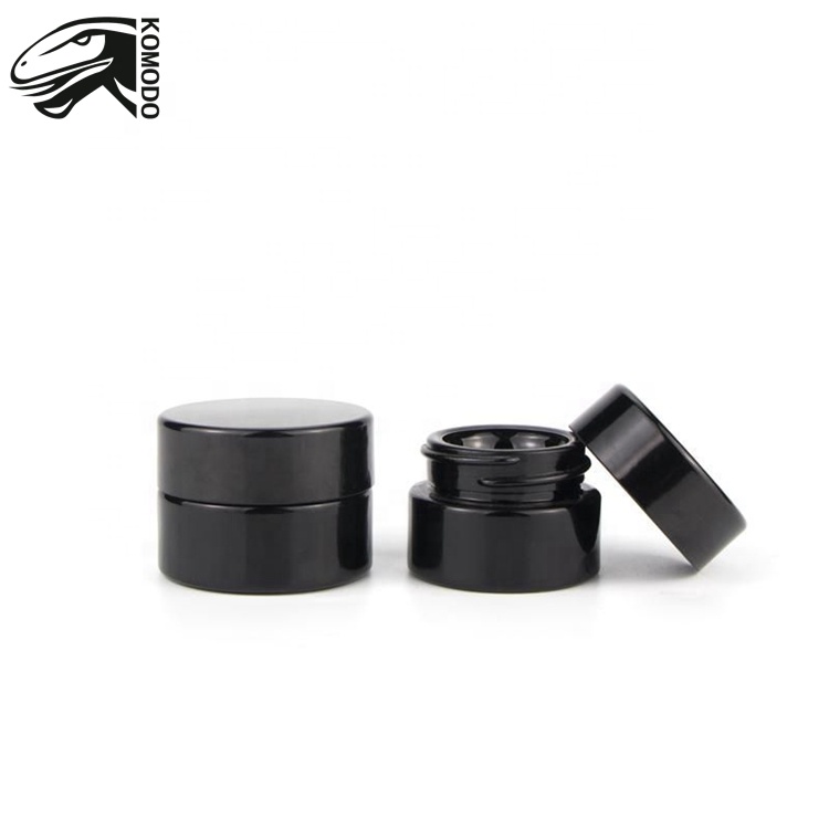 UV Protection Full Black 5ml Glass Concentrate Container Wax Dab Dry Herb Glass Jars Bottle DHL Free Shipping