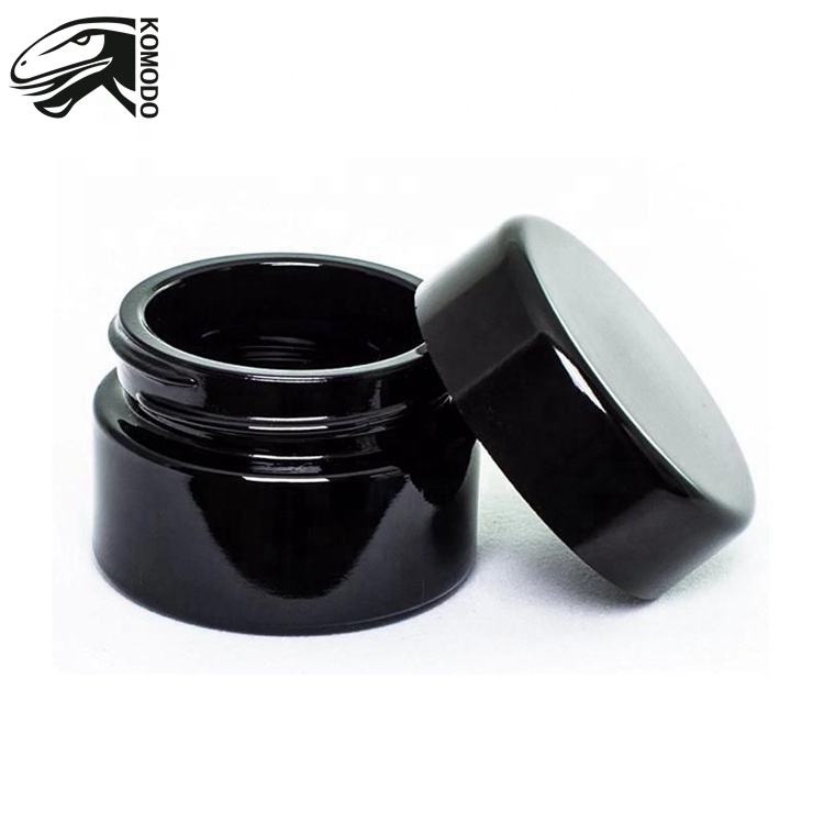 UV Protection Full Black 5ml Glass Concentrate Container Wax Dab Dry Herb Glass Jars Bottle DHL Free Shipping