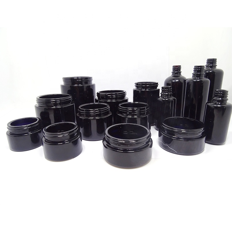 UV black violet cosmetic glass jar face body cream lotion  container jars