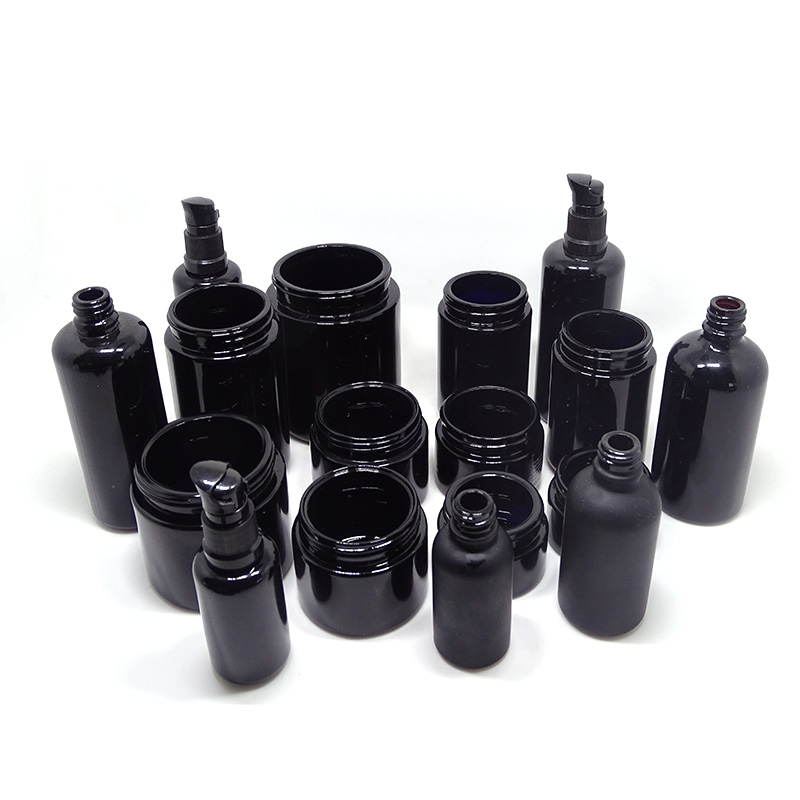 UV black violet cosmetic glass jar face body cream lotion container jars