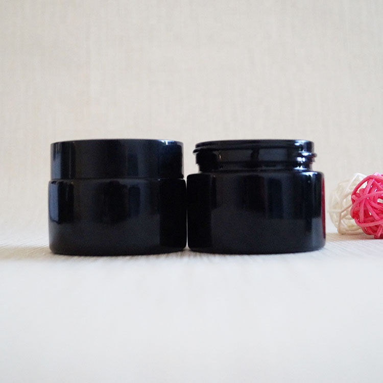 UV black violet cosmetic glass jar face body cream lotion container jars