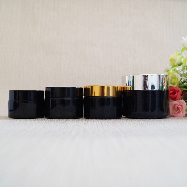 UV black violet cosmetic glass jar face body cream lotion container jars