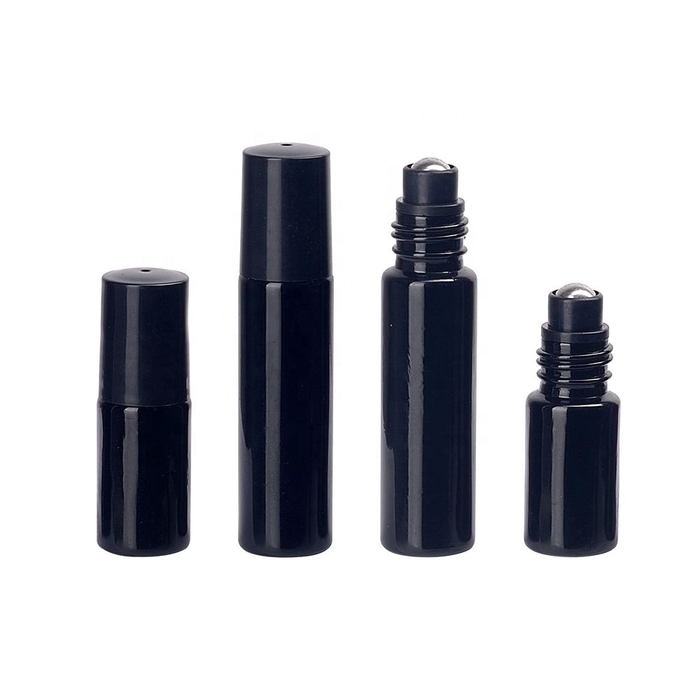 UV protection 5ml 10ml essential oil roll on bottles 5 ml 10 ml violet black glass roller ball bottle