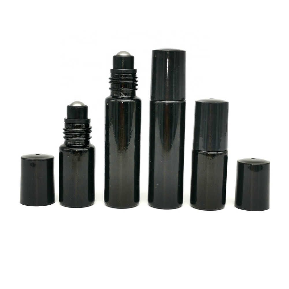 UV protection 5ml 10ml essential oil roll on bottles 5 ml 10 ml violet black glass roller ball bottle