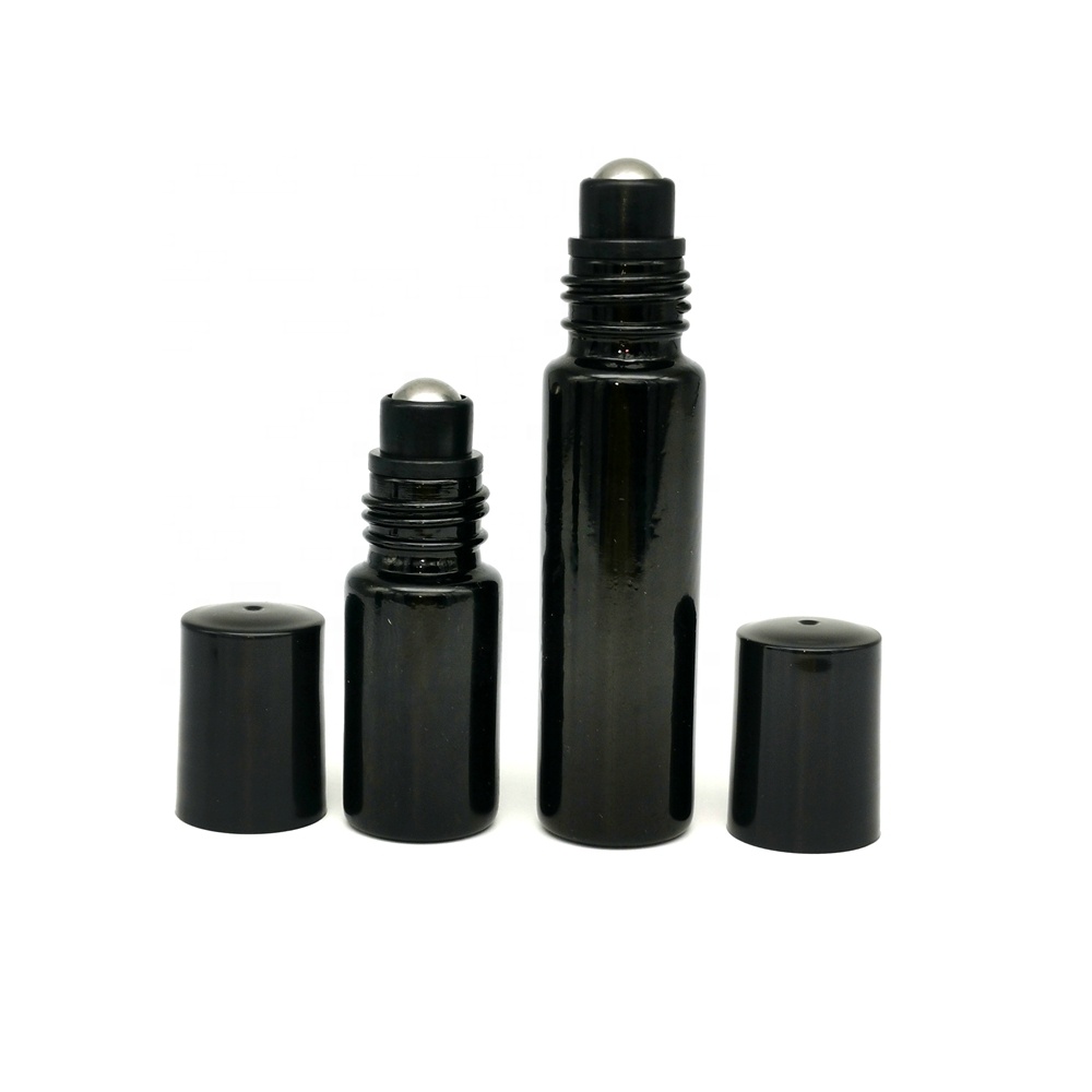 UV protection 5ml 10ml essential oil roll on bottles 5 ml 10 ml violet black glass roller ball bottle