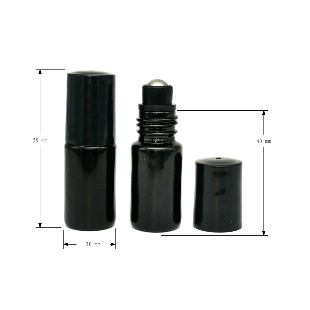 UV protection 5ml 10ml essential oil roll on bottles 5 ml 10 ml violet black glass roller ball bottle