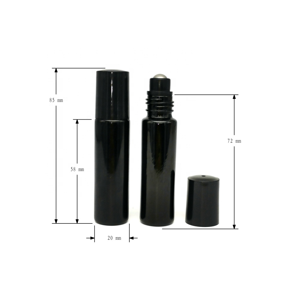 UV protection 5ml 10ml essential oil roll on bottles 5 ml 10 ml violet black glass roller ball bottle