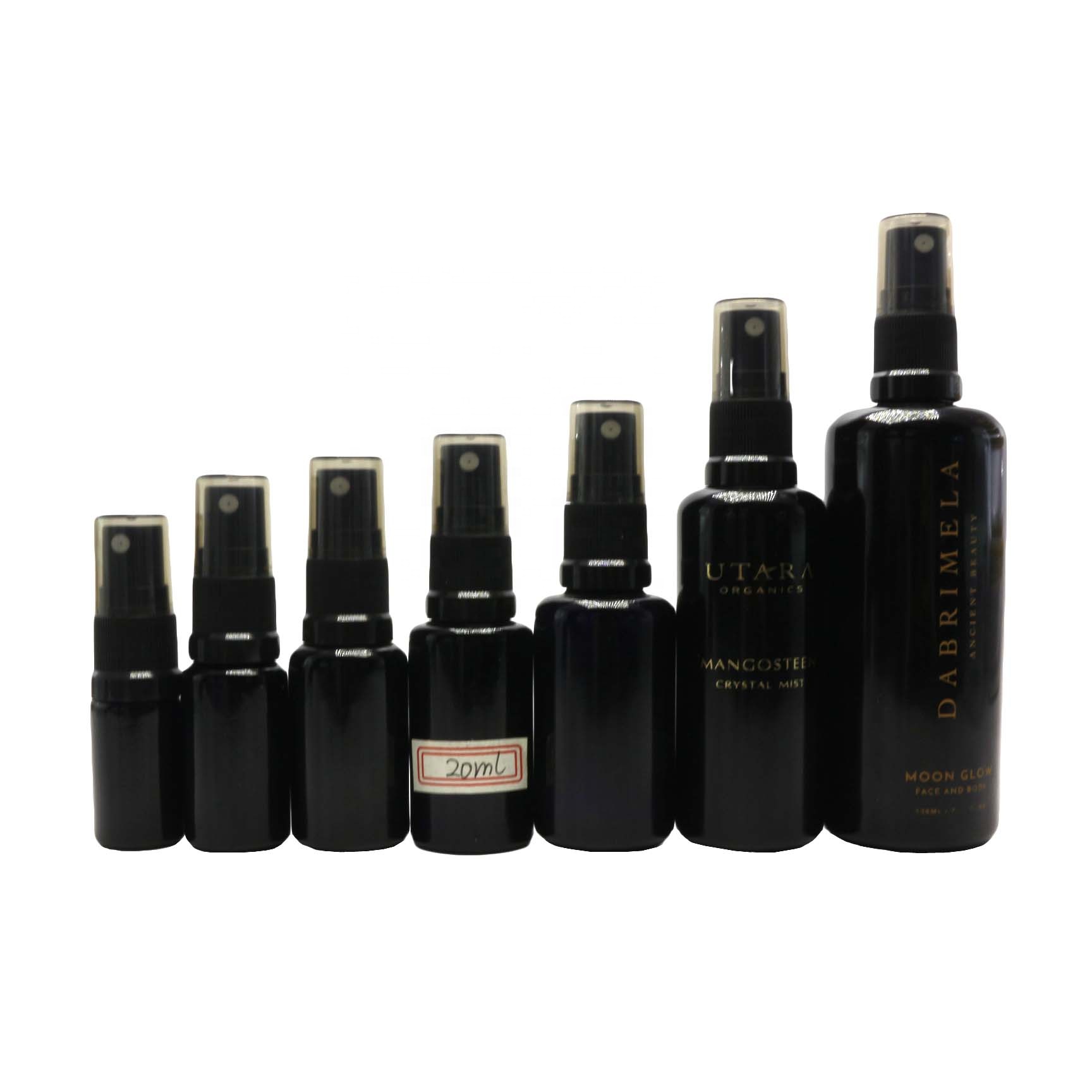 UV protection black purple glass essential oil bottles 5ml 10ml 15ml 20ml 30ml 50ml 100ml mist glass spray bottle VJ-CC254
