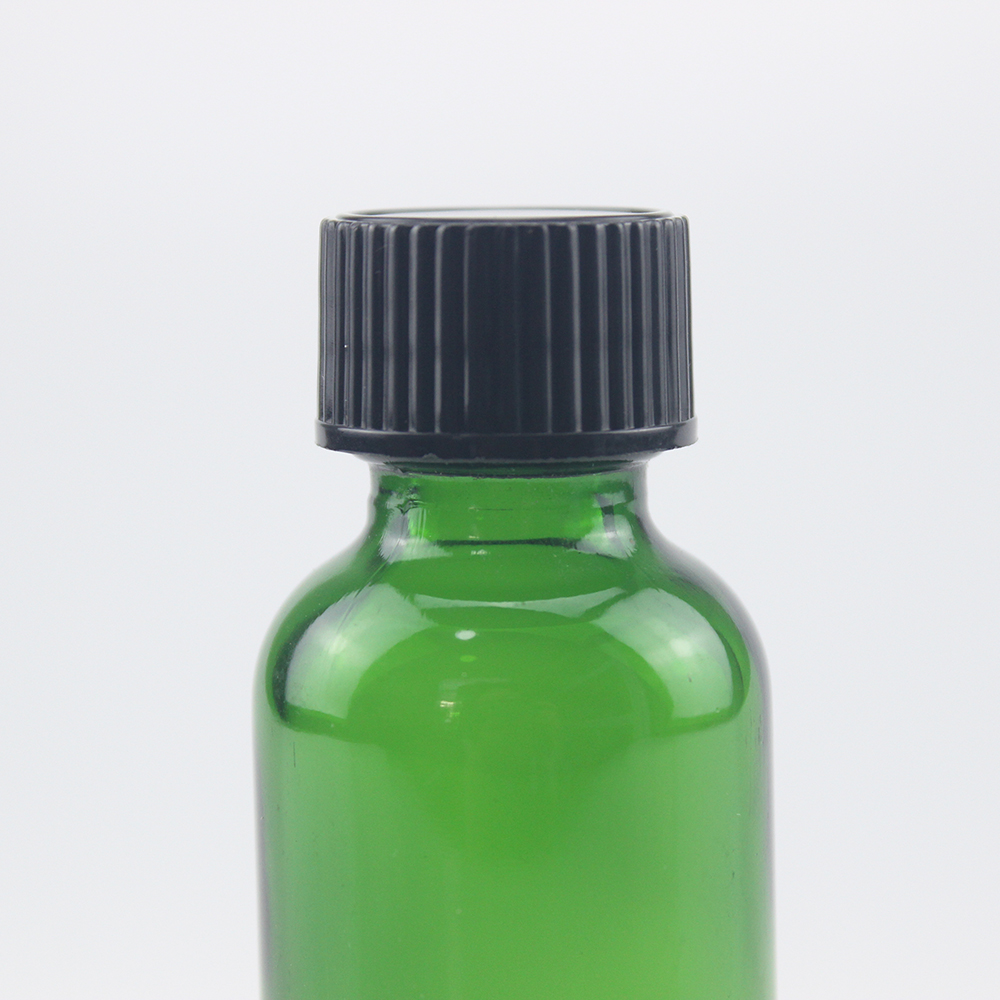 UV protection chemical cosmetic perfume material euro round bottles with ribble black Phenolic lined cone cap