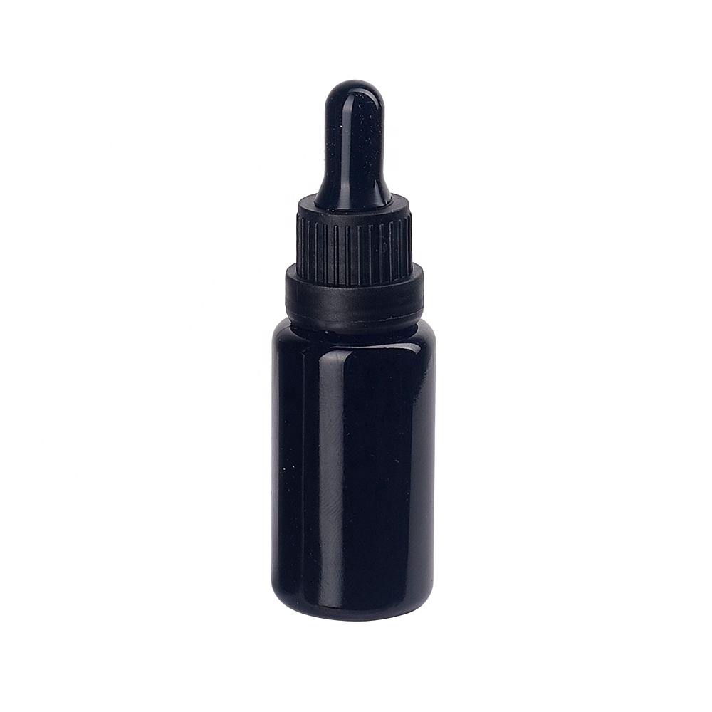 UV protection violet glass bottle 15ml essential oil optical glass black glass dropper bottles