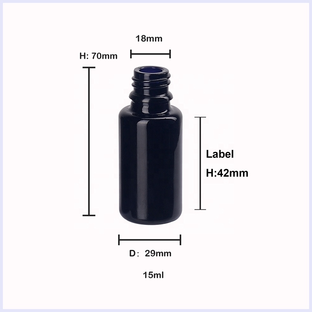 UV protection violet glass bottle 15ml essential oil optical glass black glass dropper bottles