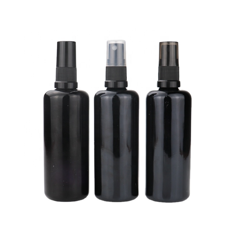UV protection violet optical essential oil dark glass spray bottle 100ml plastic spray bottle black glass 100ml spray bottle