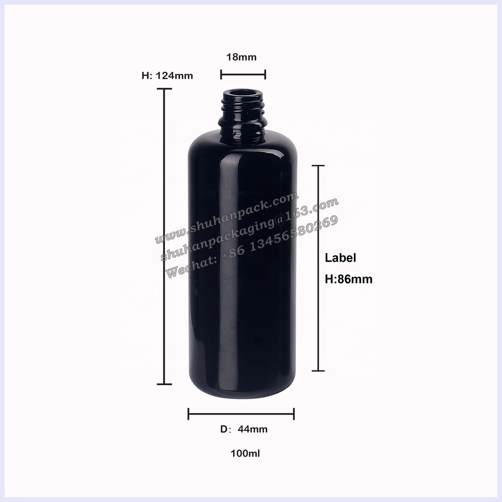 UV protection violet optical essential oil dark glass spray bottle 100ml plastic spray bottle black glass 100ml spray bottle