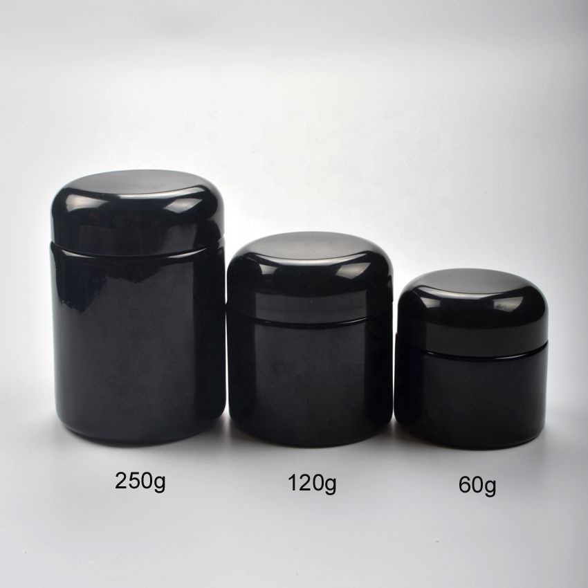 UV protective black glass jars 30g cosmetic packaging 30ml cream jar 1 oz empty violet glass jar