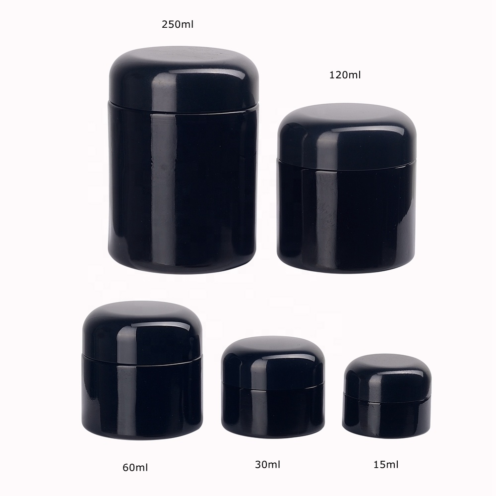UV protective black glass jars 30g cosmetic packaging 30ml cream jar 1 oz empty violet glass jar