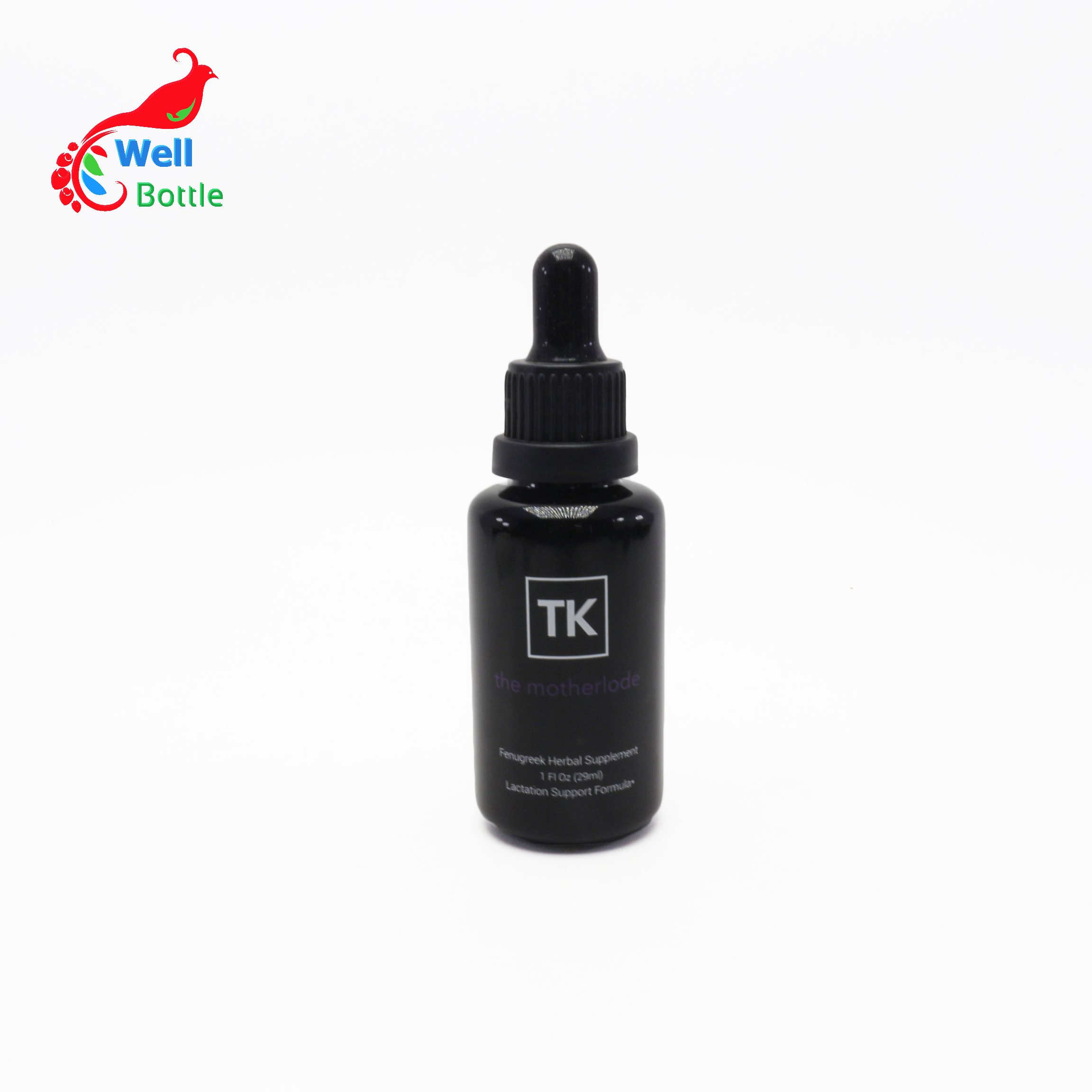Ultraviolet black 1oz glass dropper bottle with tamper evident cap for liquid cosmetic  DV317E