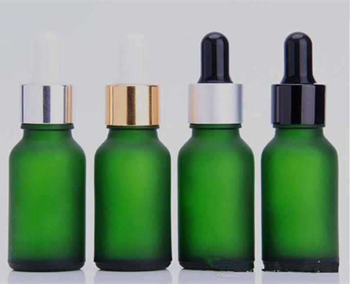 Ultraviolet proof frosted green glass tincture bottle 30ml 1oz e liquid glass dropper bottle with graduated & gold lid