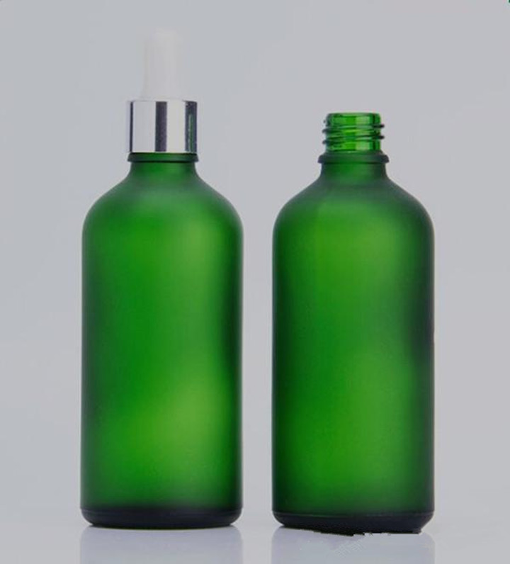 Ultraviolet proof frosted green glass tincture bottle 30ml 1oz e liquid glass dropper bottle with graduated & gold lid