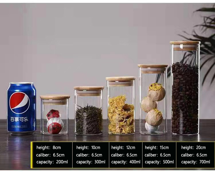 Unbreakable Borosilicate Airtight Food Storage Containers, Wide Mouth Food Grade Glass Jar with Bamboo Lids