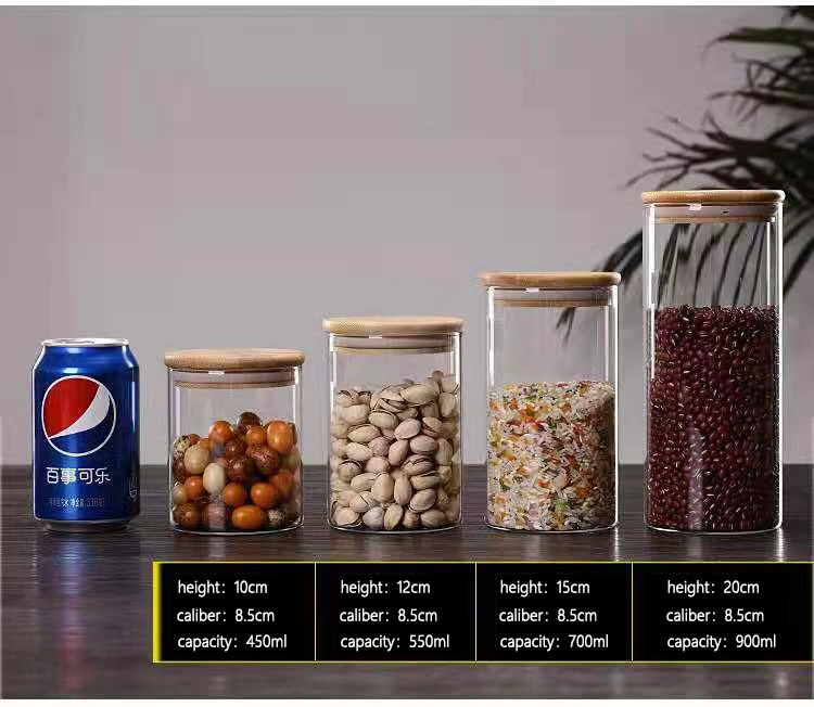 Unbreakable Borosilicate Airtight Food Storage Containers, Wide Mouth Food Grade Glass Jar with Bamboo Lids