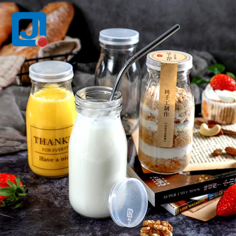 Unbreakable vintage 200ml 250ml 500ml clear glass milk bottles for sale